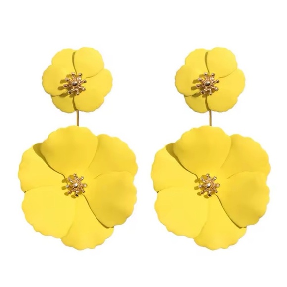 Anthropologie Yellow Blossom Flower Earrings - Picture 2 of 4